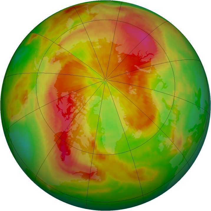 Arctic ozone map for 21 April 1989